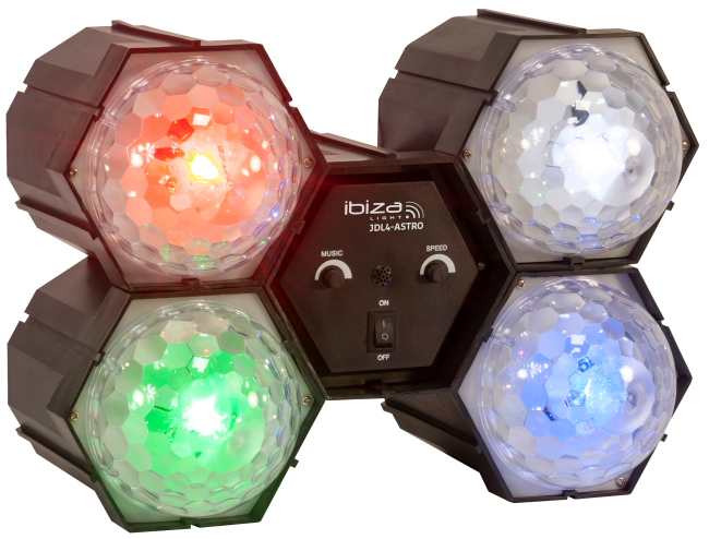 LED-Lichtorgel IBIZA JDL4-ASTRO 4 Astroeffekte, Musiksteuerung
