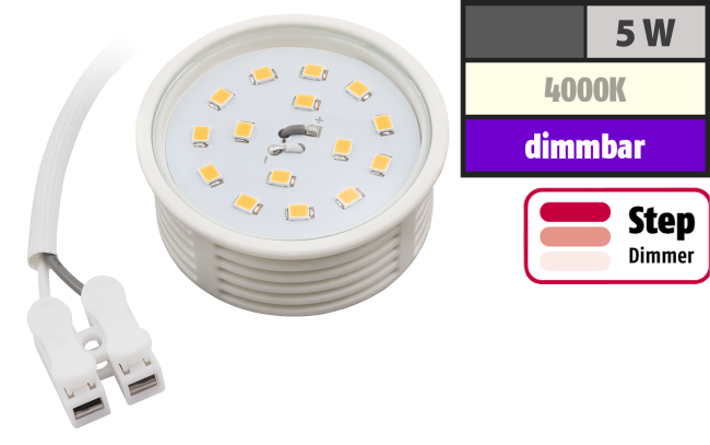 LED-Modul McShine, 4,8W, 400 Lumen, 230V, 50x23mm, neutralweiß, 4000K, step-dimmbar
