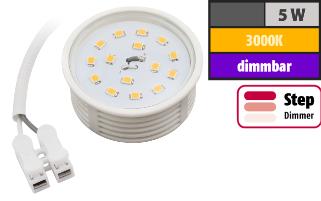LED-Modul McShine, 4,8W, 400 Lumen, 230V, 50x23mm, warmweiß, 3000K, step-dimmbar
