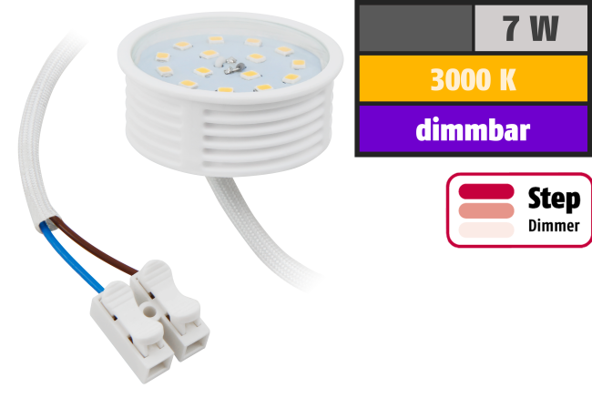 LED-Modul McShine, 7W, 470 Lumen, 230V, 50x23mm, warmweiß, 3000K, step-dimmbar
