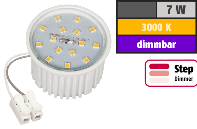 LED-Modul McShine, 7W, 510 Lumen, 230V, 50x33mm, warmweiß, 3000K, step-dimmbar
