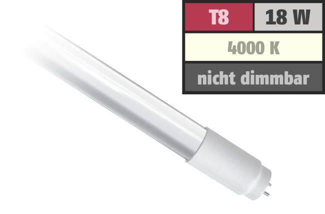 LED-Röhre, T8, G13, 18W, 1.700 lm, 150°, 120cm, neutralweiß
