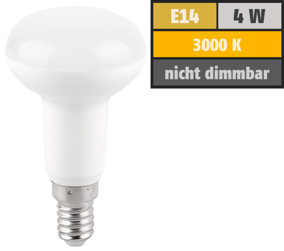 LED-Reflektorstrahler McShine, E14, R39, 4W, 320lm, 120°, 3000K, warmweiß
