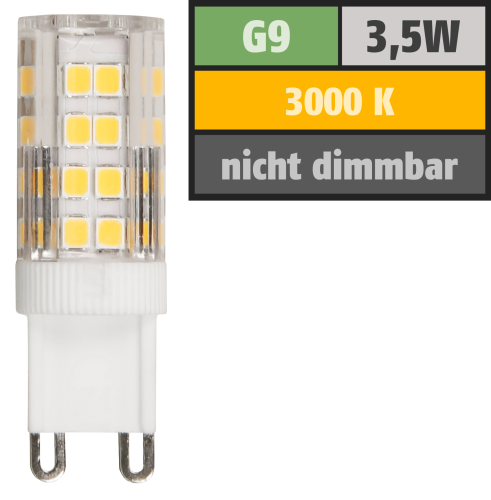 LED-Stiftsockellampe McShine, G9, 3,5W, 300lm, 3000K, warmweiß
