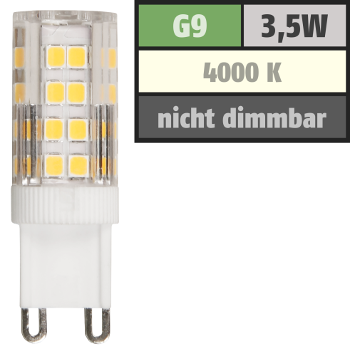 LED-Stiftsockellampe McShine, G9, 3,5W, 300lm, 4000K, neutralweiß
