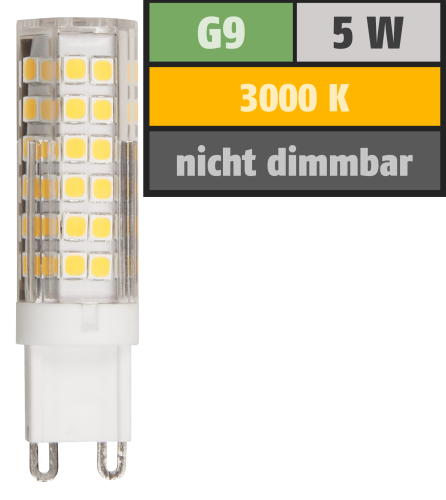 LED-Stiftsockellampe McShine, G9, 5W, 520lm, 3000K, warmweiß
