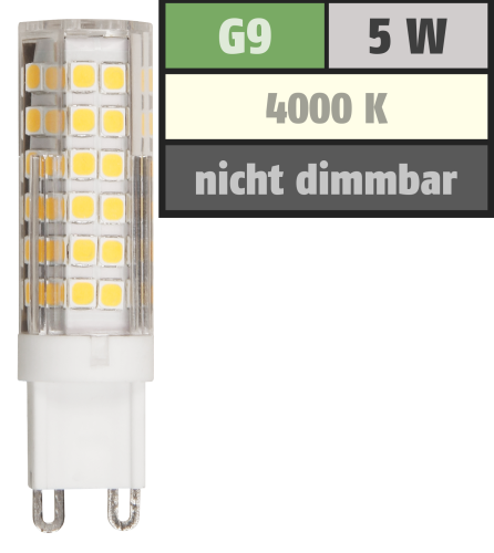 LED-Stiftsockellampe McShine, G9, 5W, 520lm, 4000K, neutralweiß
