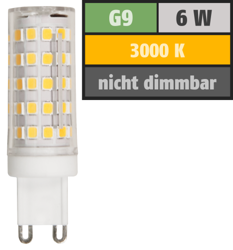 LED-Stiftsockellampe McShine, G9, 6W, 720lm, 3000K, warmweiß
