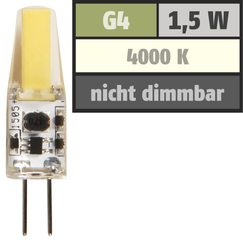 LED-Stiftsockellampe McShine Silicia COB, G4, 1,5W, 200 lm, neutralweiß
