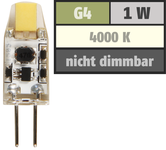 LED-Stiftsockellampe McShine Silicia COB, G4, 1W, 110 lm, weiß
