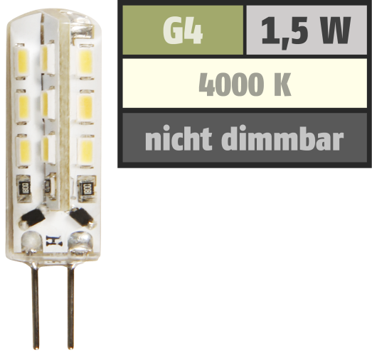 LED-Stiftsockellampe McShine Silicia, G4, 1,5W, 120 lm, neutralweiß
