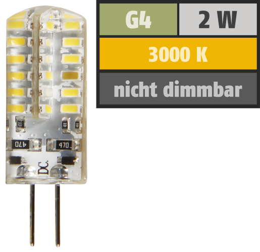 LED-Stiftsockellampe McShine Silicia, G4, 2W, 160 lm, warmweiß
