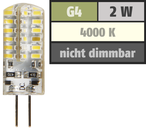 LED-Stiftsockellampe McShine Silicia, G4, 2W, 160 lm, weiß
