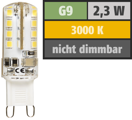 LED-Stiftsockellampe McShine Silicia, G9, 2,3W, 180 lm, warmweiß
