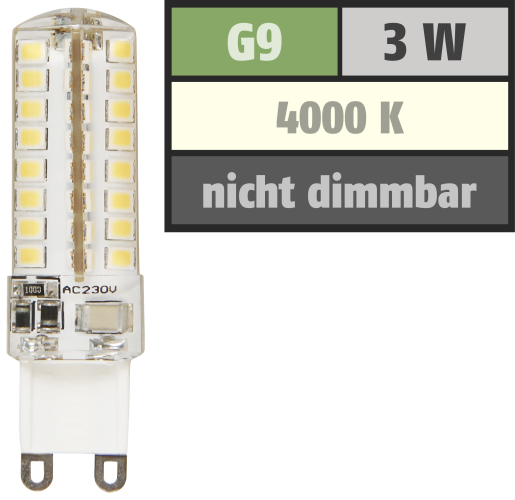 LED-Stiftsockellampe McShine Silicia, G9, 3W, 320 lm, neutralweiß
