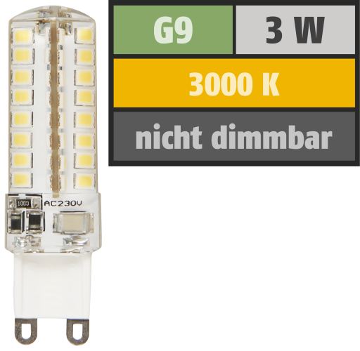 LED-Stiftsockellampe McShine Silicia, G9, 3W, 320 lm, warmweiß
