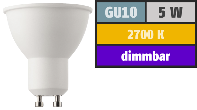 LED-Strahler, GU10, 5W, 345lm, 2700K, warmweiß, SWITCH DIM 100/55/15%
