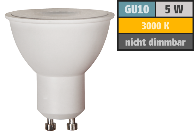 LED-Strahler McShine Brill95 GU10, 5W, 400lm, 38°, warmweiß, Ra >95, 50x56mm
