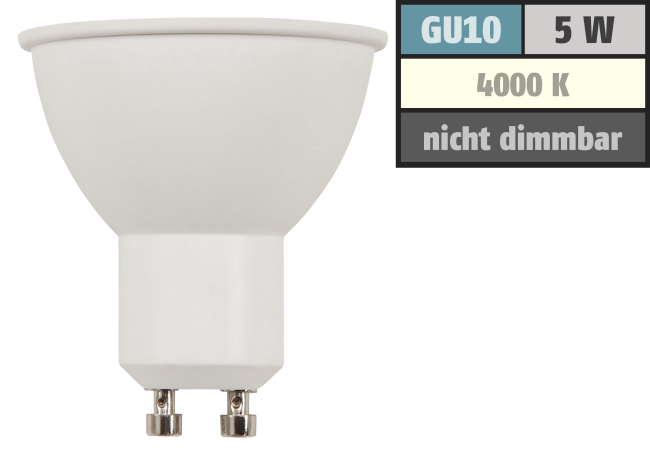 LED-Strahler McShine COB GU10, 5W, 350lm, neutralweiß, 10° Spot
