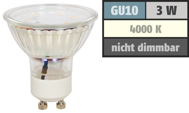 LED-Strahler McShine ET10, GU10, 3W, 300 lm, neutralweiß
