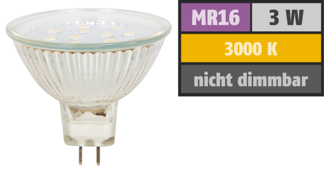 LED-Strahler McShine ET10, MR16, 3W, 300 lm, warmweiß
