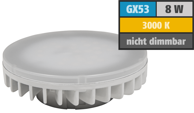 LED-Strahler McShine LS-853, GX53, 8W, 800lm, Ø75x25mm, 120°, warmweiß
