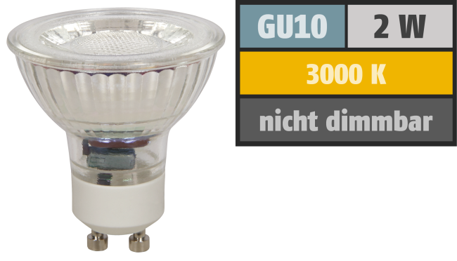 LED-Strahler McShine MCOB GU10, 2W, 150lm, warmweiß
