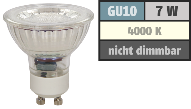 LED-Strahler McShine MCOB GU10, 7W, 550 lm, neutralweiß
