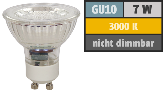 LED-Strahler McShine MCOB GU10, 7W, 550 lm, warmweiß
