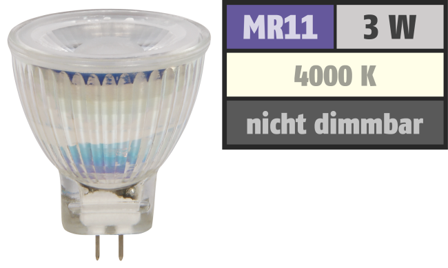 LED-Strahler McShine MCOB MR11 / G4, 3W, 250 lm, neutralweiß
