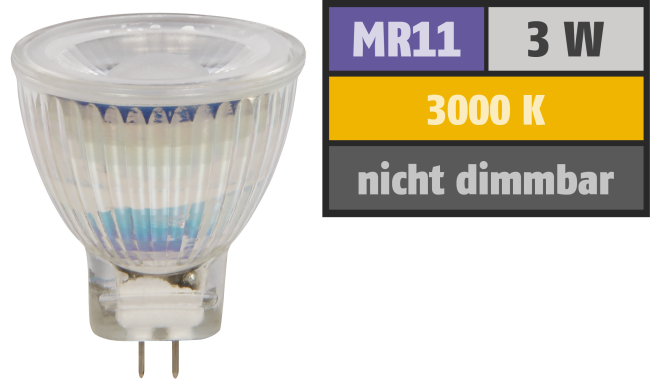 LED-Strahler McShine MCOB MR11 / G4, 3W, 250 lm, warmweiß
