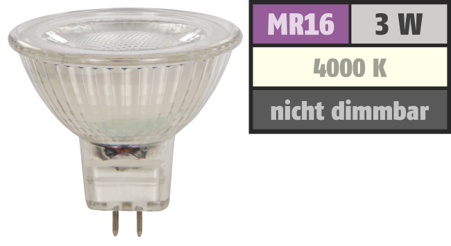 LED-Strahler McShine MCOB MR16, 3W, 250 lm, neutralweiß
