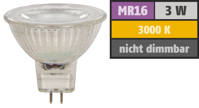 LED-Strahler McShine MCOB MR16, 3W, 250 lm, warmweiß
