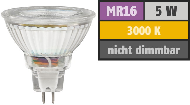 LED-Strahler McShine MCOB MR16, 5W, 400 lm, warmweiß
