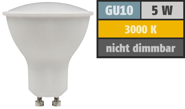 LED-Strahler McShine PV-50 GU10, 5W, 400lm, 120°, 3000K, warmweiß
