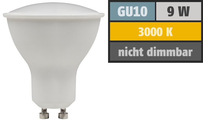 LED-Strahler McShine PV-90 GU10, 9W, 900lm, 120°, 3000K, warmweiß
