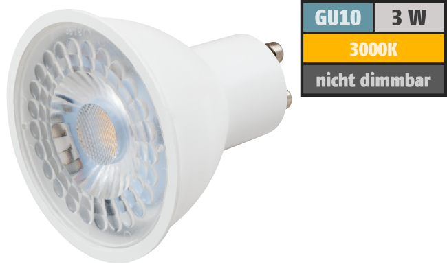 LED-Strahler McShine PV-MCOB GU10, 3W, 240lm, 38°, 3000K, warmweiß
