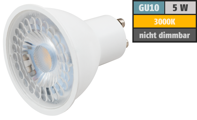 LED-Strahler McShine PV-MCOB GU10, 5W, 400lm, 38°, 3000K, warmweiß
