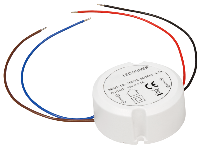 LED-Trafo McShine, elektronisch, 0,5-12W, 230V auf 12V, Ø55x23mm, rund
