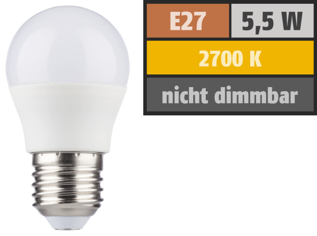 LED Tropfenlampe HD95 E27, 5,5W, 420lm, 2700K, warmweiß, Ra>95
