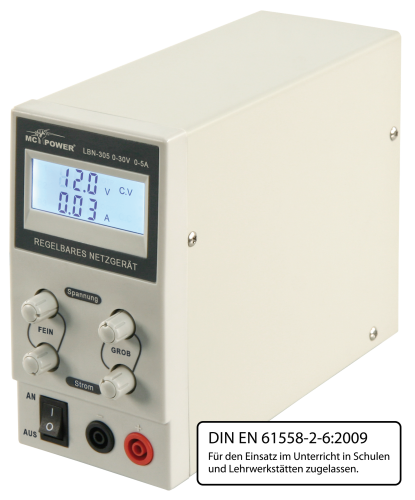 Labornetzgerät McPower LBN-305, 0-30 V, 0-5 A regelbar, LC-Anzeige

