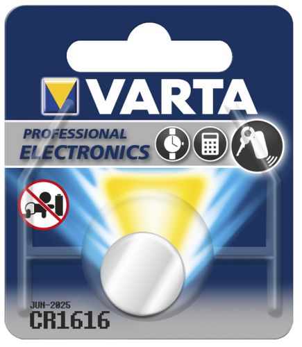 Lithium-Knopfzelle VARTA CR 1616, 55mAh, 3V 1er-Blister
