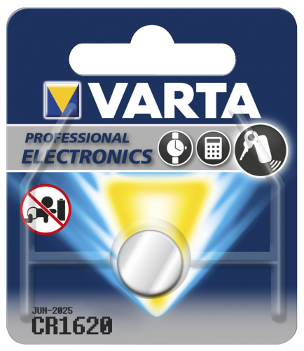 Lithium-Knopfzelle VARTA CR 1620, 70mAh, 3V, 1er-Blister
