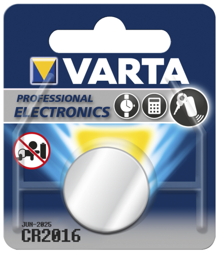 Lithium-Knopfzelle VARTA CR 2016, 90mAh, 3V, 1er-Blister
