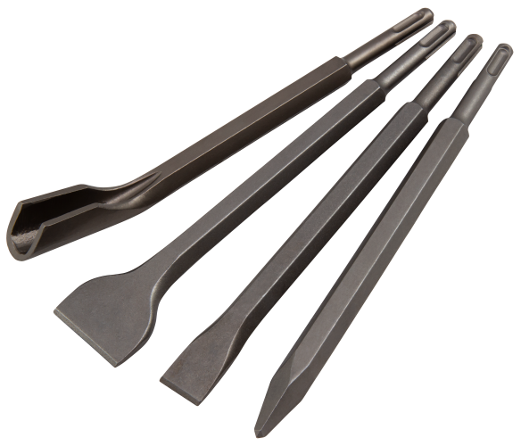 Meißel-Set McPower, 4-teilig Spitz-, Flach-, Breit und Hohlmeißel, SDS-Aufnahme
