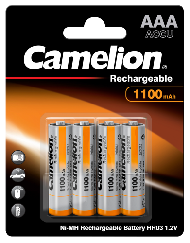 Micro-Akku CAMELION 1,2 V, 1.100 mAh, Typ AAA, NiMH, 4er-Blister
