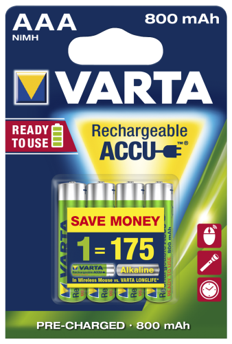 Micro-Akku VARTA LONGLIFE ACCU Ready2Use, Ni-MH, 800mA, Typ AAA, 4er-Blister
