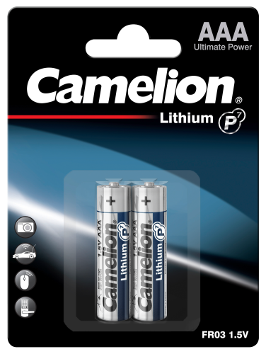 Micro-Batterie CAMELION Lithium 1,5V, Typ AAA/FR03, 2er-Blister
