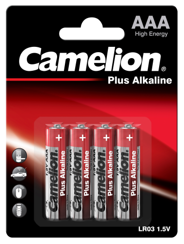 Micro-Batterie CAMELION Plus Alkaline 1,5 V, Typ AAA/LR03, 4er-Blister

