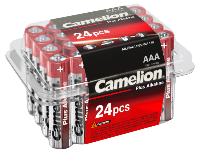 Micro-Batterie CAMELION Plus Alkaline, 1,5 V, Typ AAA/LR03, 24er-Haushaltspack
